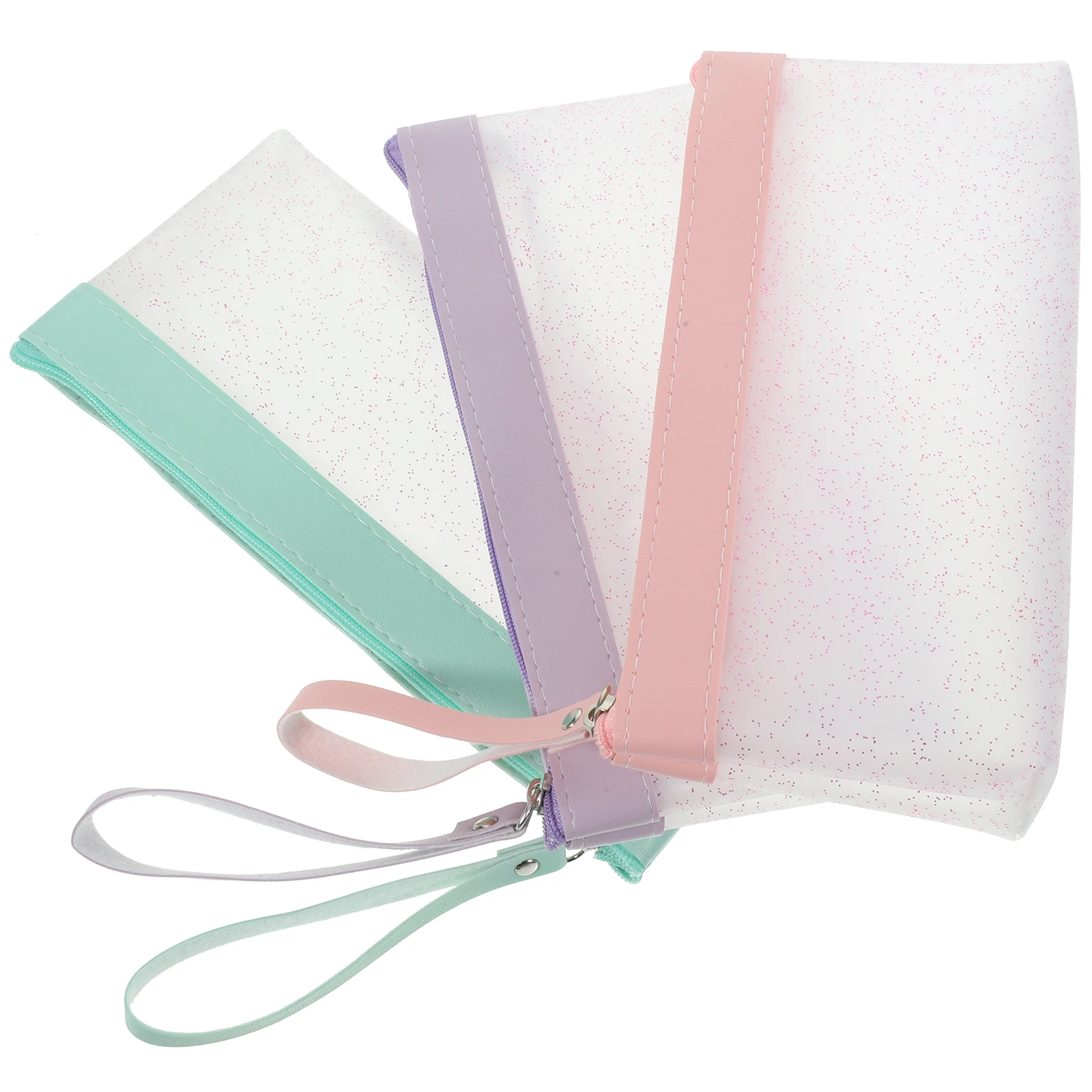 

3pcs Portable Pen Multi-Function Clear Pencil Container Office Stationery Bag Large Capacity Zipper Design Pencil Storage Bag