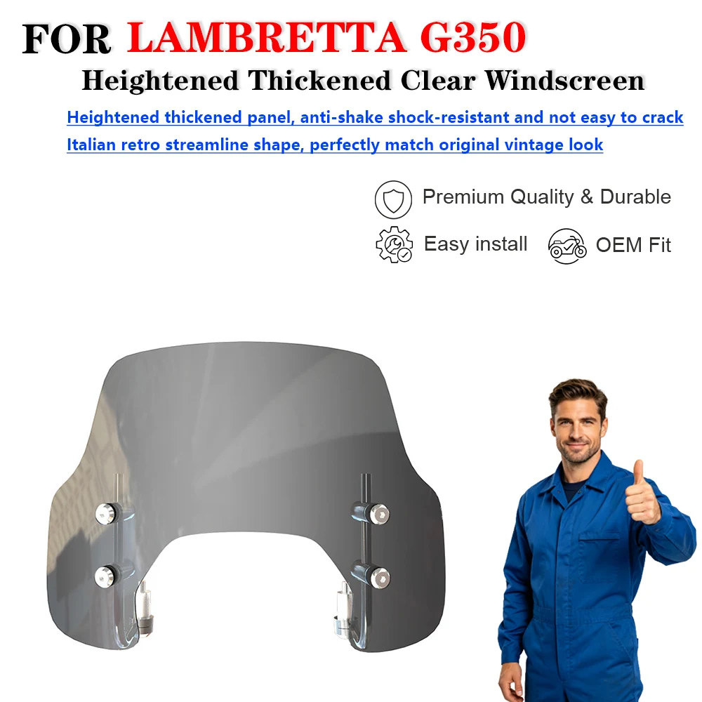Für LAMBRETTA G350 Roller Modifizierte Erhöhte Verdickte Klare Frontscheibe Windabweiser Parabrisas Moto Zubehör