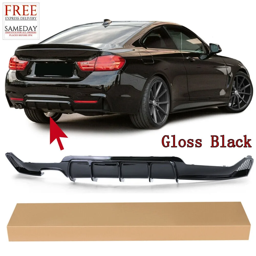 FOR BMW F32 F33 F36 4 SERIES REAR DIFFUSER SPLITTER VALANCE Gloss BLACK