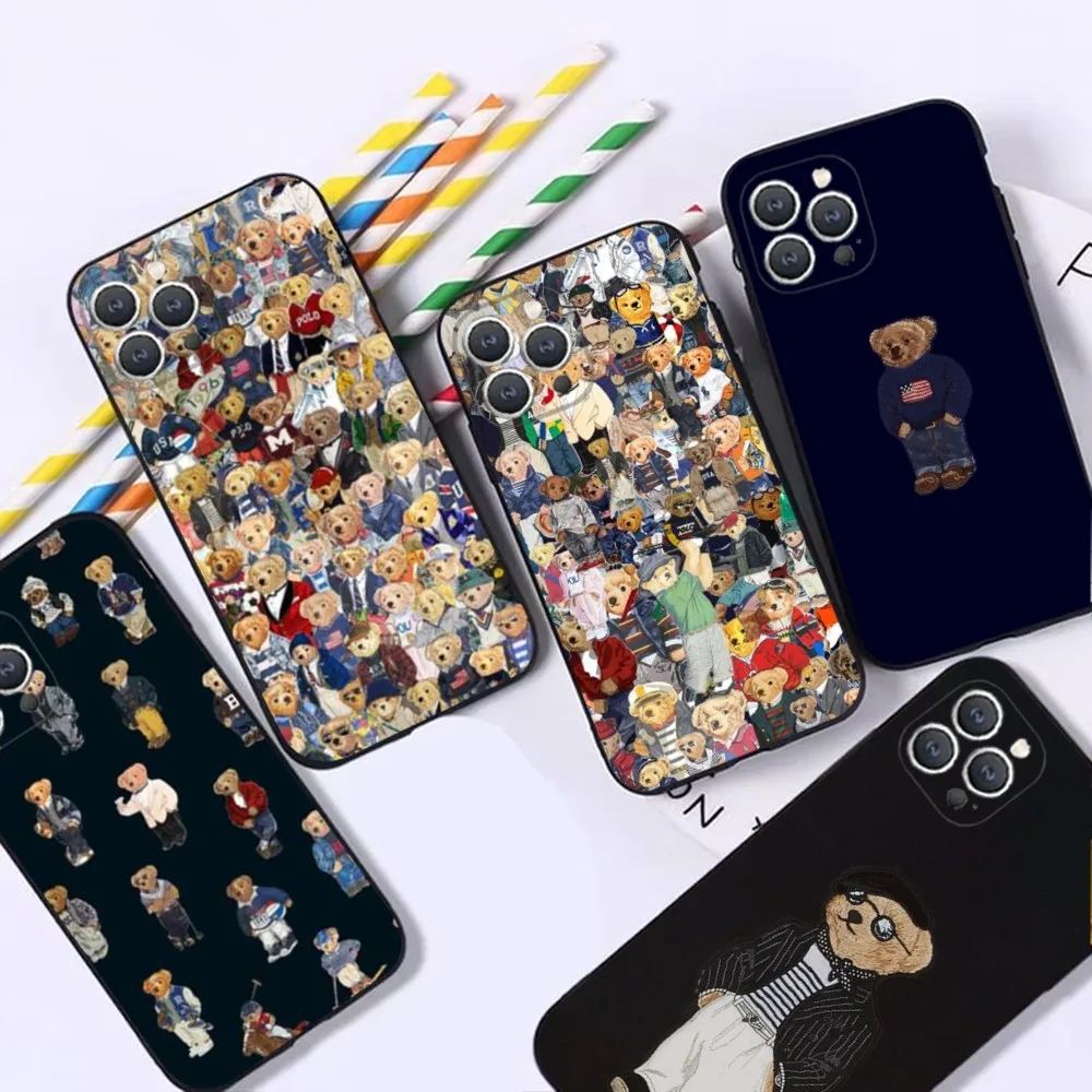 

Fashion Bear P-PoloS Phone Case For iPhone 16,15,14,13,12,Pro,Max,11,7,8,Plus,XR,XS Max Shockproof Silicone Soft Shell