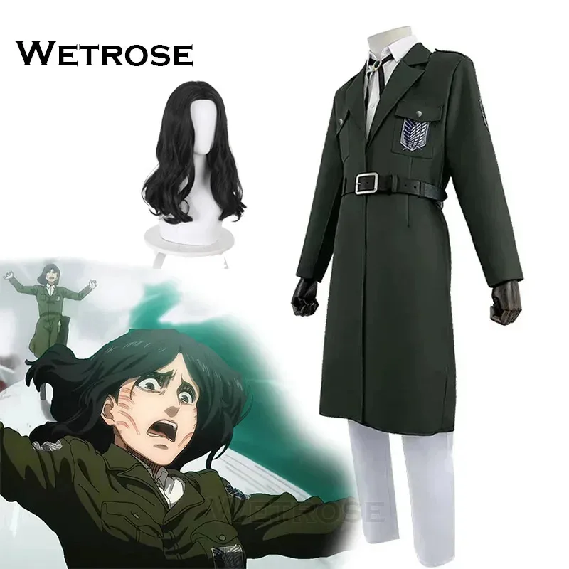 【Wetrose】Op voorraad Mikasa Armin Pieck Cosplay Kostuum AOT Survey Corp Legerpak Jas Uniform Titan Laatste seizoen het einde