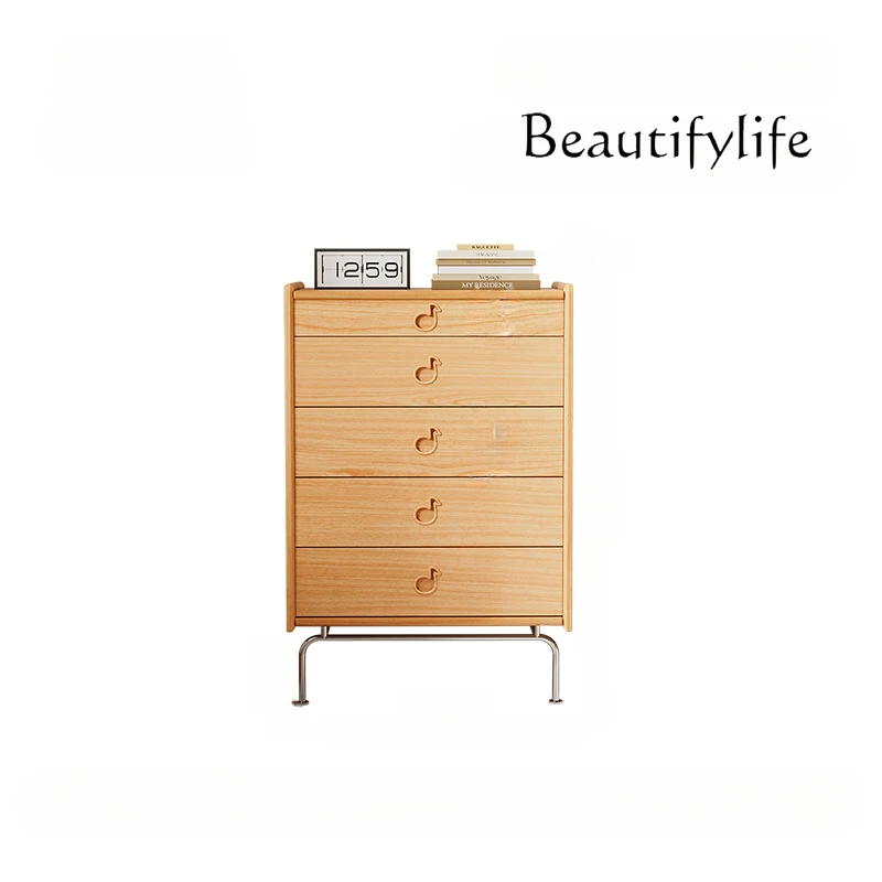 

Nine-Drawer Cabinet Nordic Solid Wood Locker Small Apartment Bedroom Japanese Style Bed Front Cabinet