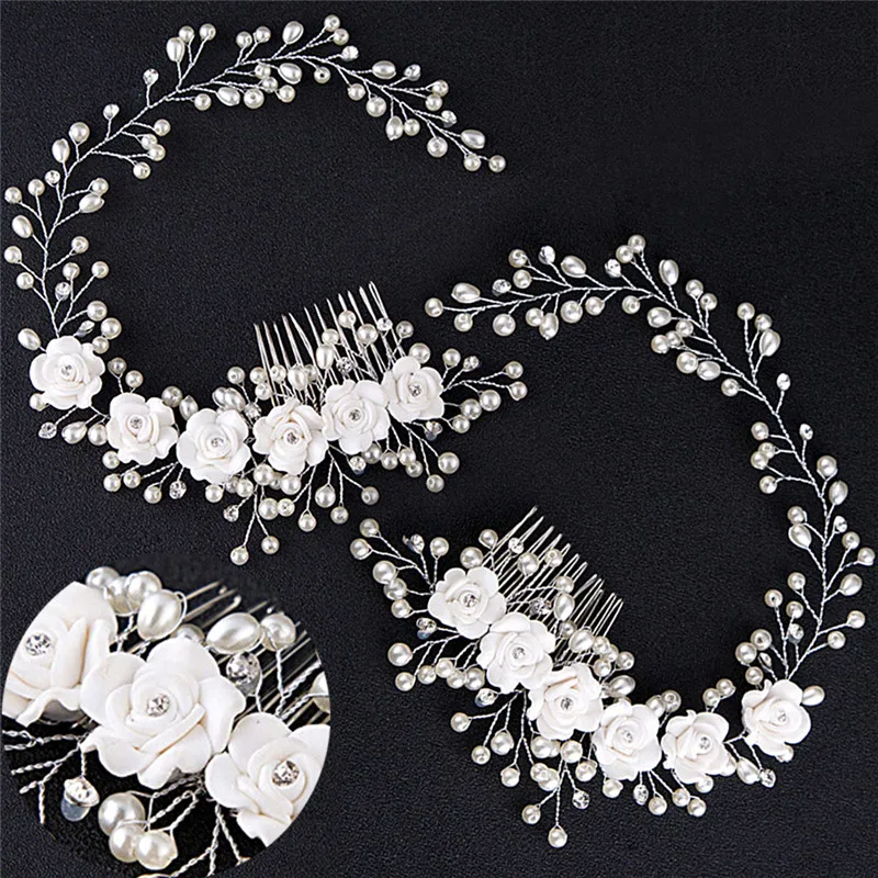 New·Luxury Wedding Hair Jewelry For Bridal Pearl Hair Comb Hand Made Hair Accessory·