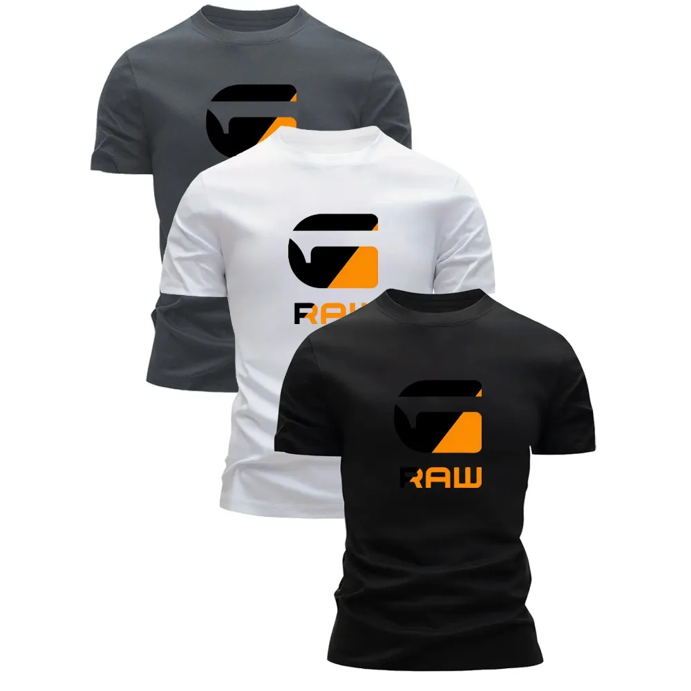 3 قطع تي شيرت رجالي بطبعة خام - 100% بوليستر بأكمام قصيرة ورقبة دائرية تي شيرت صيفي مع نسيج، ملابس خارجية غير رسمية