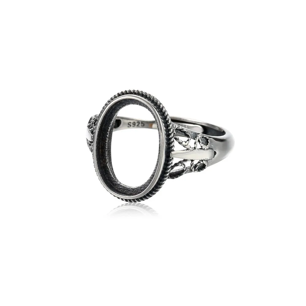 Ring Blank for 8x10mm/10x14mm/11x15mm/12x16mm Oval Cabochons Ring Base 925 Sterling Silver Adjustable Ring Component