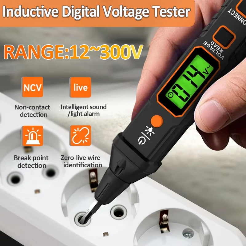 

AC12-300V умный индукционный тестер, ручка, тестер напряжения, датчик NCV, детектор проводов, обнаружение точки разрыва, профессиональный инструмент для электрика