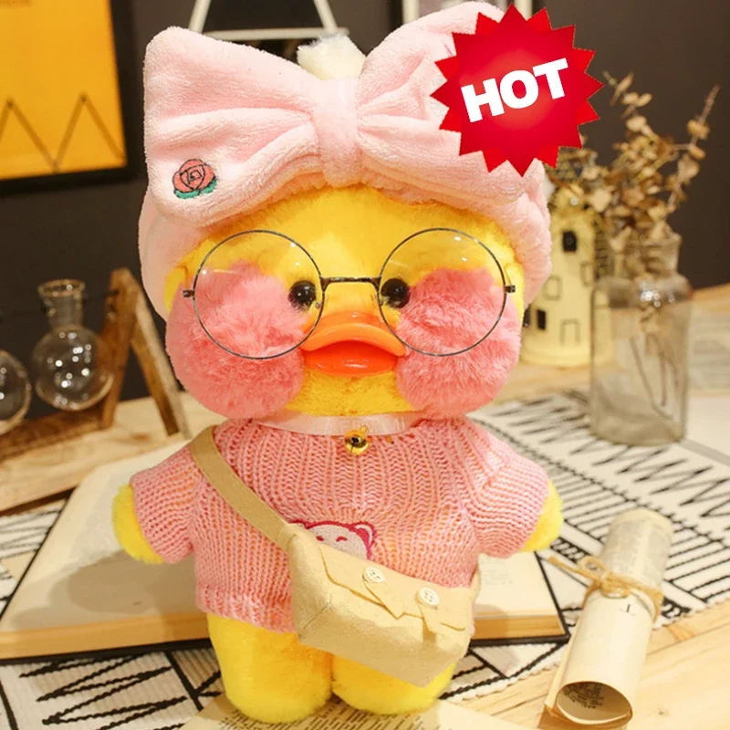 30CM Kawaii Cafe LaLafanfan Pato สีเหลือง Patos การ์ตูนสัตว์ตุ๊กตา Plush ตุ๊กตาของเล่นตุ๊กตายัดไส้ตุ๊กตาเด็กผู้ใหญ่ของขวัญวันเกิด