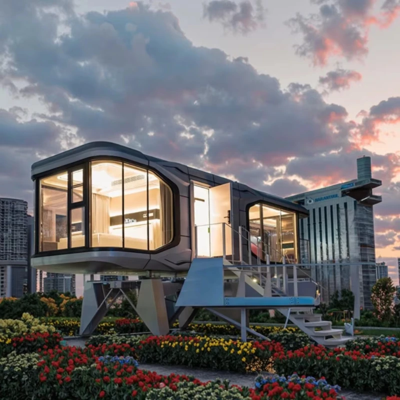 New Design Trend Apple Cabin Prefabricated Tiny House Homes Movable Shed Pod Dome House Apple Cabin With Pre-installed Bathroom