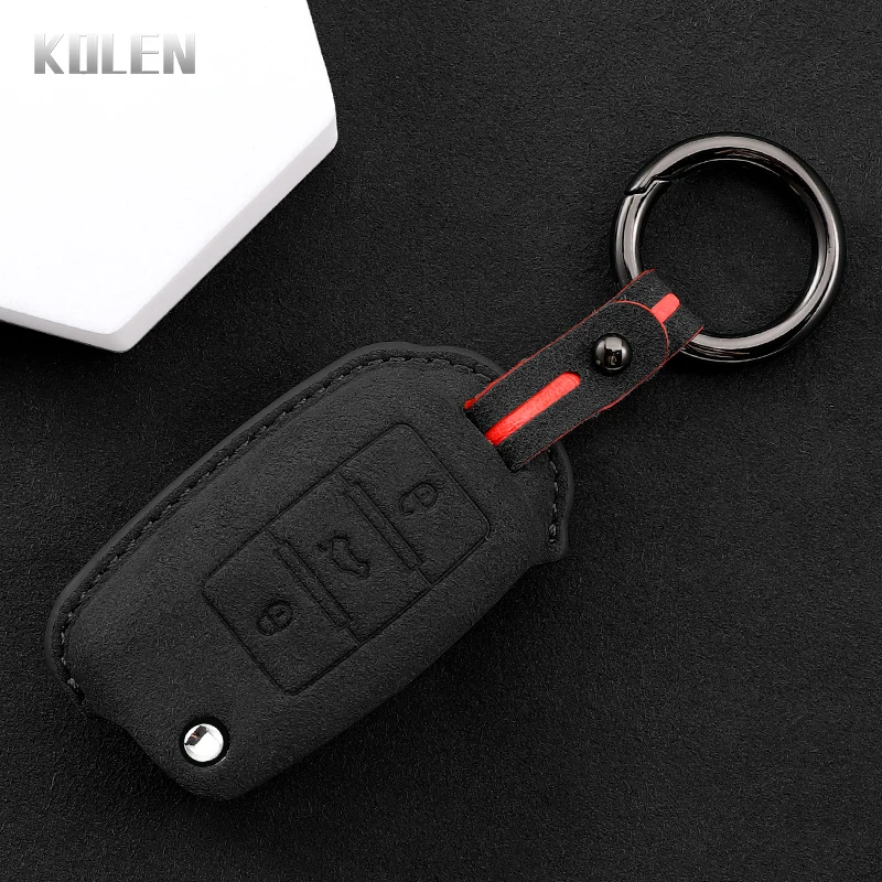 Leather Car Flip Key Case Cover Shell Fob For VW Volkswagen Polo Golf Passat Beetle Tiguan Seat Leon Altea Skoda Octavia Kodiaq