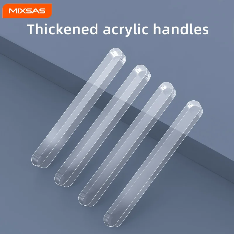 

MIXSAS Acrylic Self-Adhesive Door Handles Transparent Hidden Pull Furniture Modern Minimalist Handle for Drawer Cabinet 문손잡이