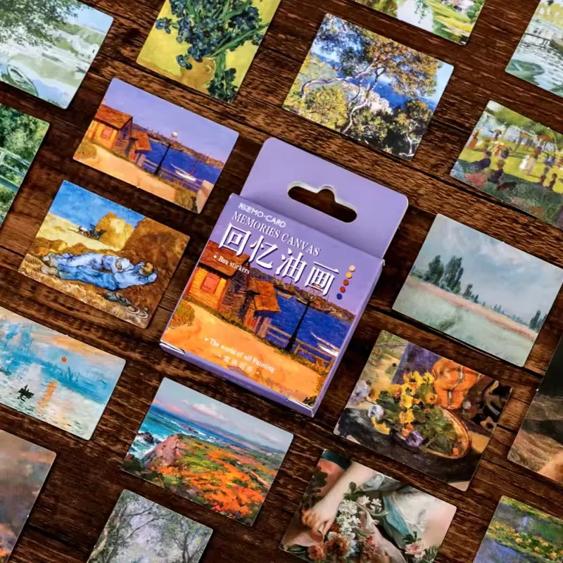 

45 Sheets Per Box Retro Oil Painting Stickers Scrapbook Decoration Diy Album Decoration Hand Account Collage Stationery Stickers