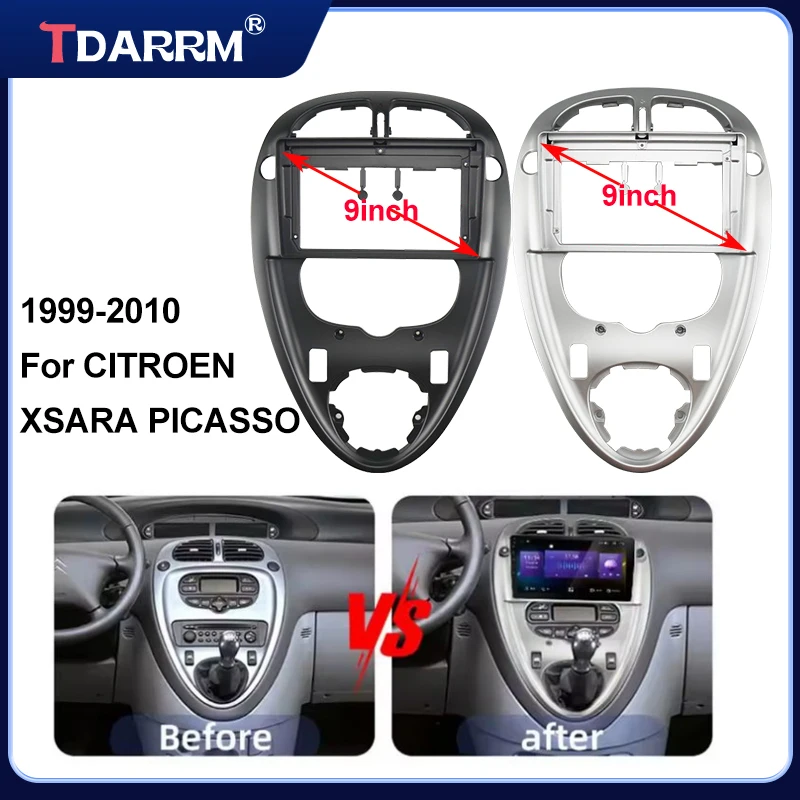 TDARRM Car Radio Fascia For 1999-2010 Citroen Xsara Picasso Video Panel Player Audio Frame Dashboard Mount Kit Frame Wire Suit