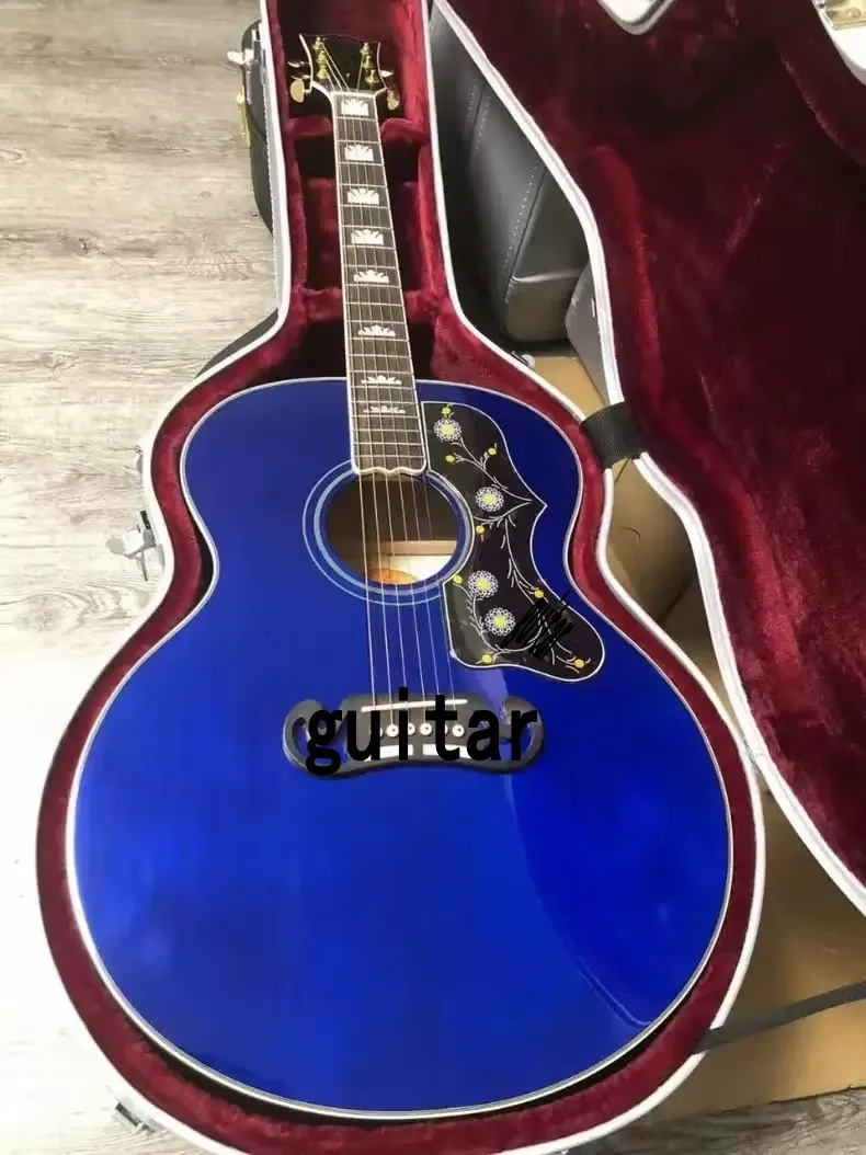 

43 inch J200 series black finger blue glossy acoustic acoustic guitar acoustic acoustic guitar