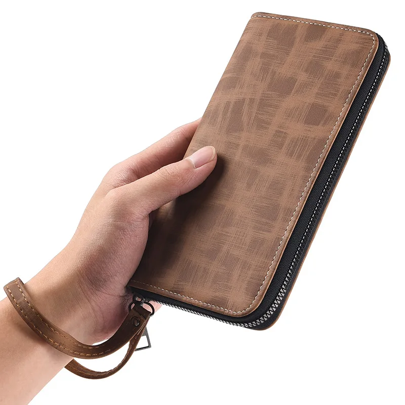 

Men's Long Wallet Clutch Bag Man Zipper Handbag Large Capacity Coin Purse Card Holder Portable Mobile Phone Pocket Small Luxury
