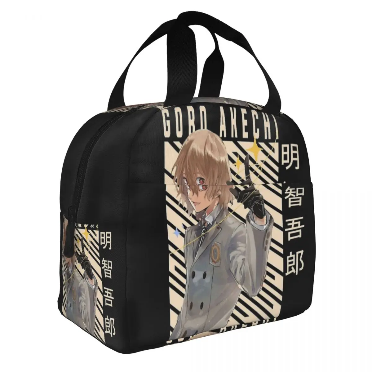 P5 Goro Akechi Anime Insulated Lunch Bags Leakproof Personas Reusable Cooler Bag Tote Lunch Box School Travel Bento Pouch