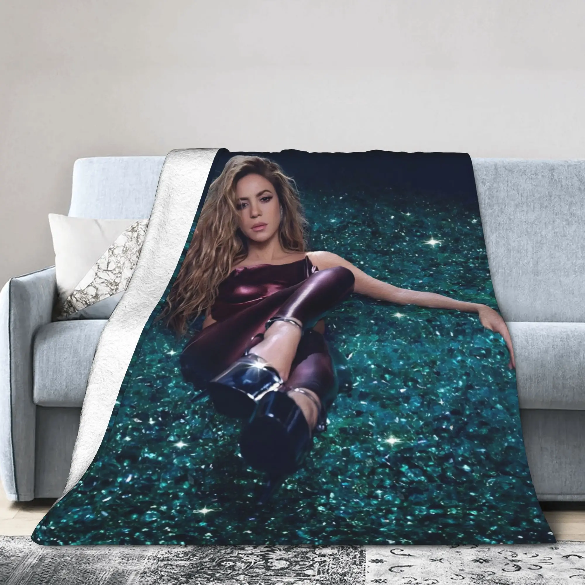 Singer S-Shakira Blankets Fleece Print  Portable Super Soft Throw Blanket for Home Couch Bedding Throws