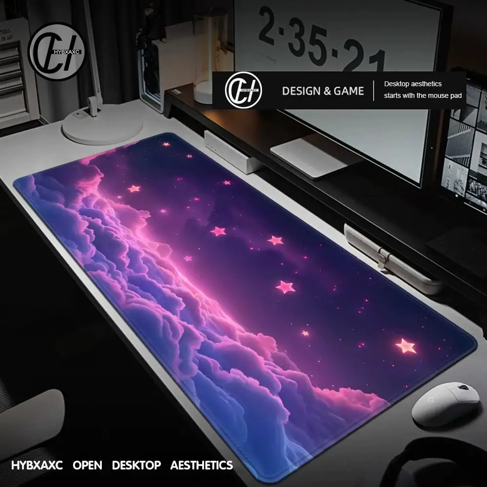 

Pink Purple Clouds Aurora Beautiful Scenery Mouse Pad Computer Mat Deskpad Laptop Keyboard Mat Office Large Landscape HYBXAXC