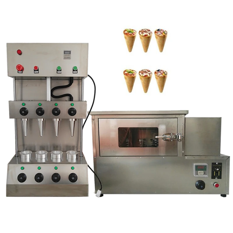 4 Cones Pizza Cone Maker Making Machine With Oven Showcase Optional