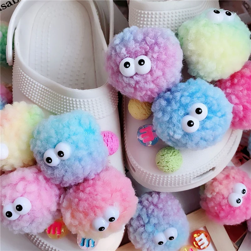 Gradient Color Pompoms Dust Elf Ball Mini Eye Pompon BallsPompom for Hole Shoes Shoe Handmade Accessories DIY Craft Supplies