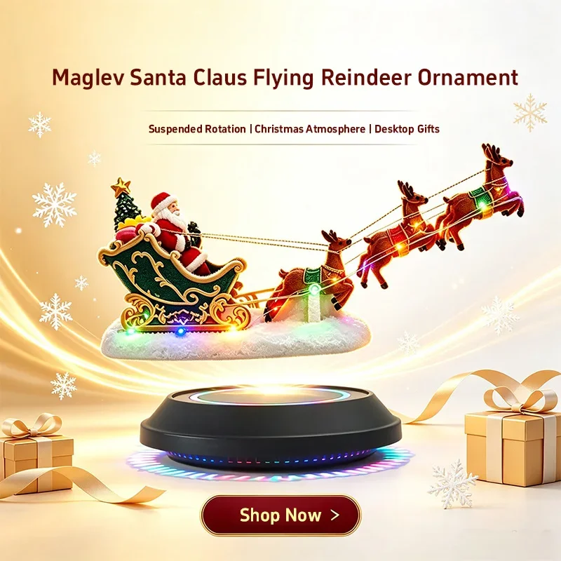 Santa Claus Magnetic Levitation Lights Santa Claus Sleds Reindeer Ornaments Night Lights Christmas Decorations Ornaments Gifts