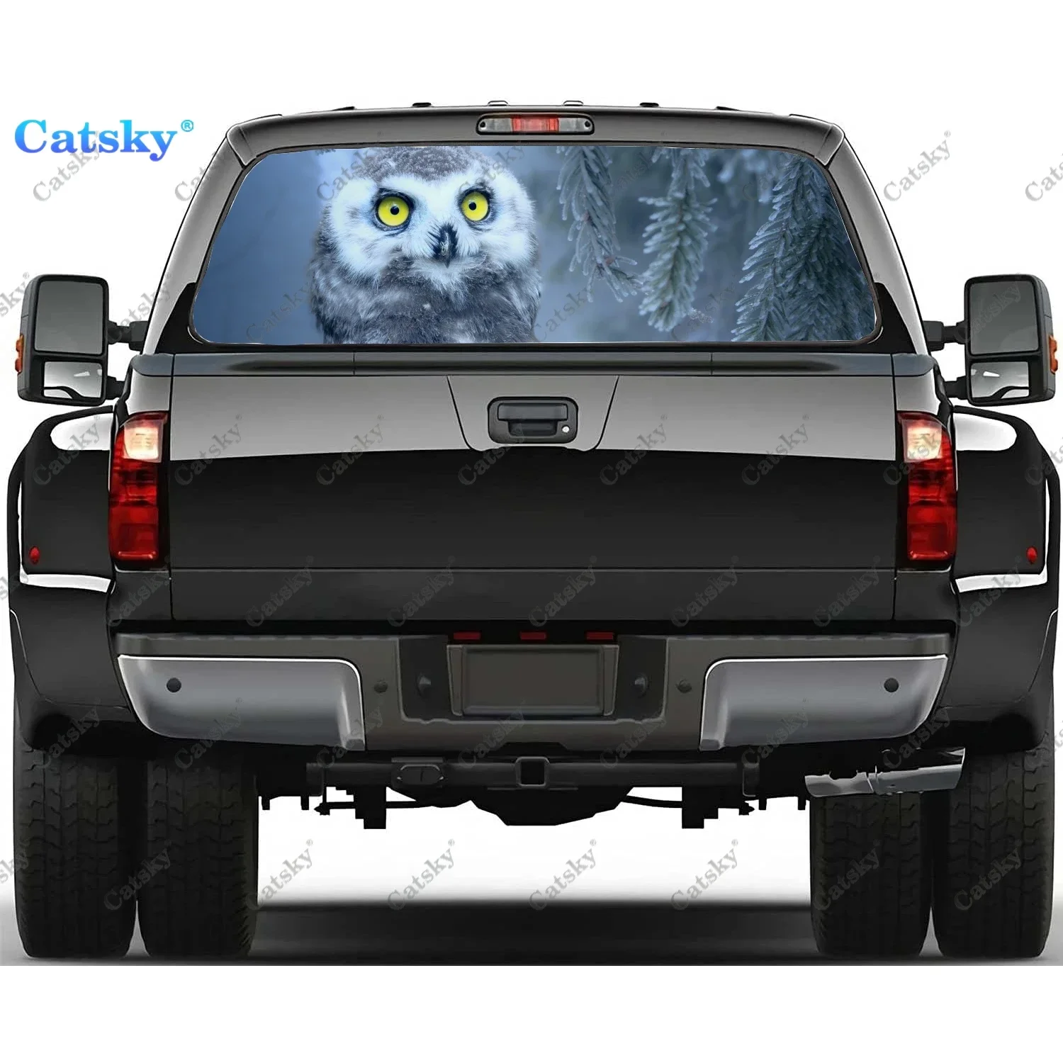 

Наклейки на заднее окно с снежной совой для грузовика, наклейка на окно пикапа, тонировка заднего стекла, графическая перфорированная виниловая наклейка для грузовика