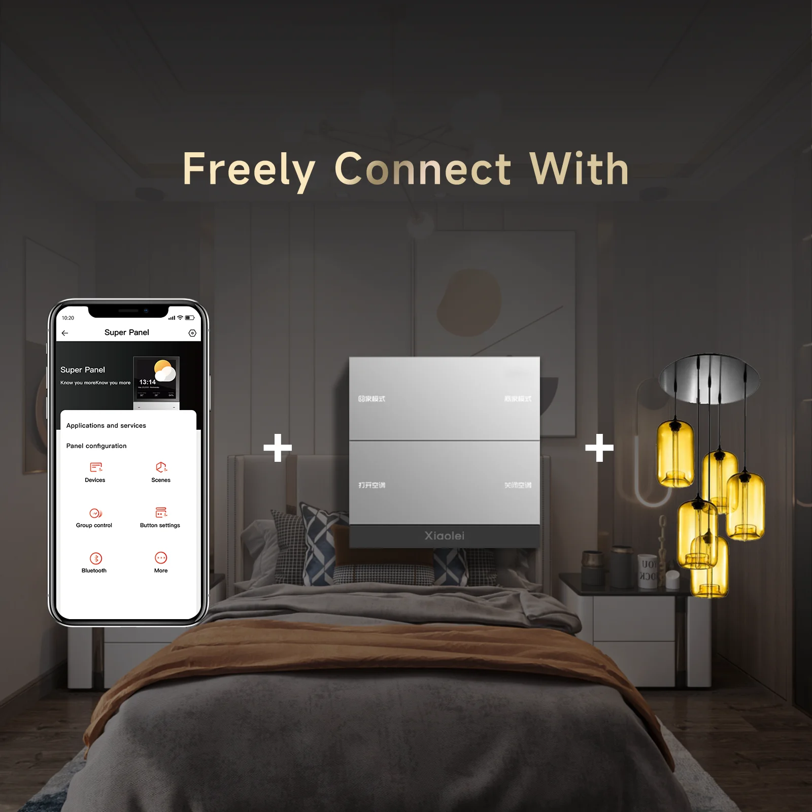Light Luxury Four Gang Smart Switch 100-240V BT5.0 SIG Mesh 400W Resistive Neutral Wire Modern Home Light Panel S4M