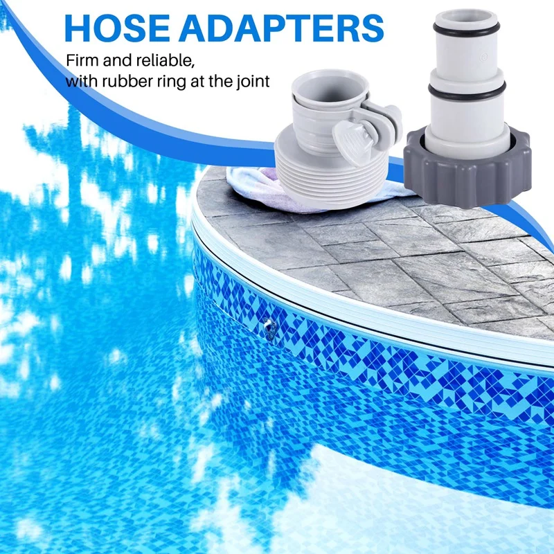 Replacement Hose Drain Plug Connector Adapter A W/Collar&B Kit Pool Drain Adapter,Converts 1.25 To 1.5 Inch Pool Hose