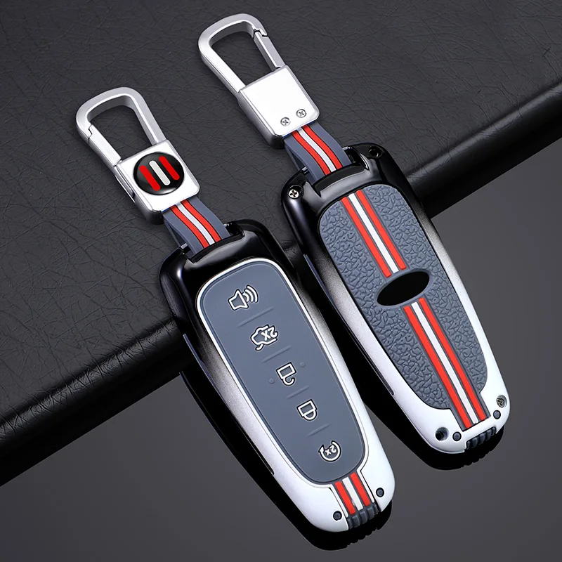 5-Tasten-Autoschlüsselhülle aus Zinklegierung für Ford Escape Focus C Max Kuga Edge Explorer Taurus Schlüsselanhänger Schutzzubehör