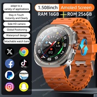 32G+256GB Smart Watch 1.508'' AMOLED Screen Dual Camera 4G SIM Call Precise Positioning Heart Rate Monitoring Android Smartwatch