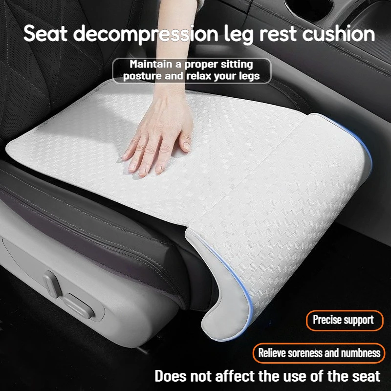 Universal Car Seat Cushion With C-Curve For Leg Support Seat Extender Leather Embossed Pattern Cushion Memory Foam Seat Cover