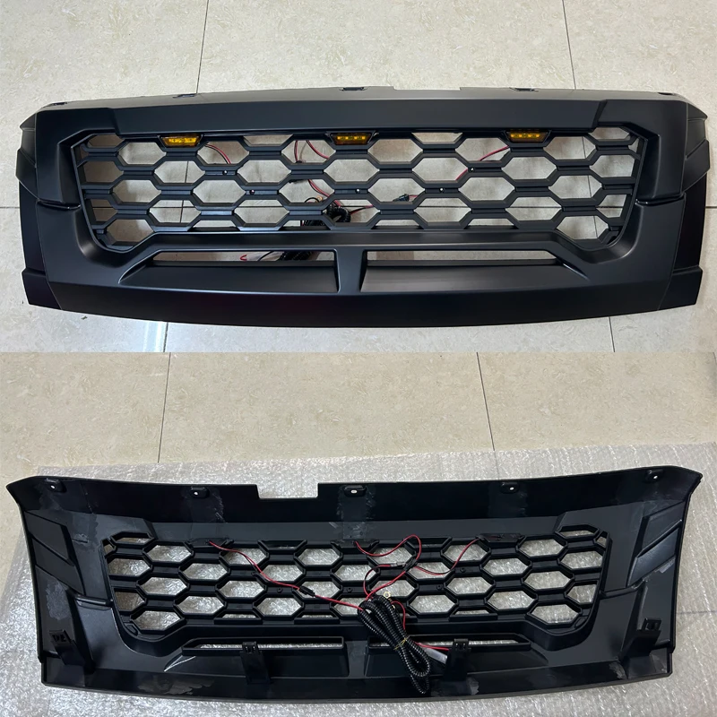 Amber LED Honeycomb Mask Cover For Isuzu DMAX D-MAX 2015 2016 2017 2018 2019 ABS Matte Black Front Grills Racing Grille