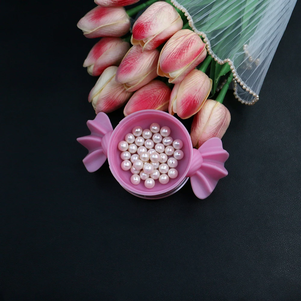 صناديق تغليف المجوهرات البلاستيكية على شكل حلوى أدوات تخزين الخرز الدائري الوردي 1 قطعة/الحزمة لتنظيم حافظة يدوية للفتيات اللطيفات