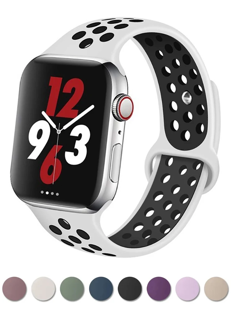 Apple Watch 밴드 용 스트랩 44mm 40mm 49mm 45mm 41mm 42mm 38mm 실리콘 스포츠 팔찌 Correa iWatch 시리즈 9 Ultra 2 SE 8 7 6 5