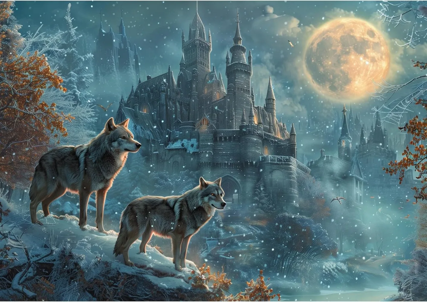 

Wolf Castle 120/300/500/1000 Pieces Art Jigsaw Puzzles Brain Training Challenging Educational Toys for Adults Kids Birthday Gift