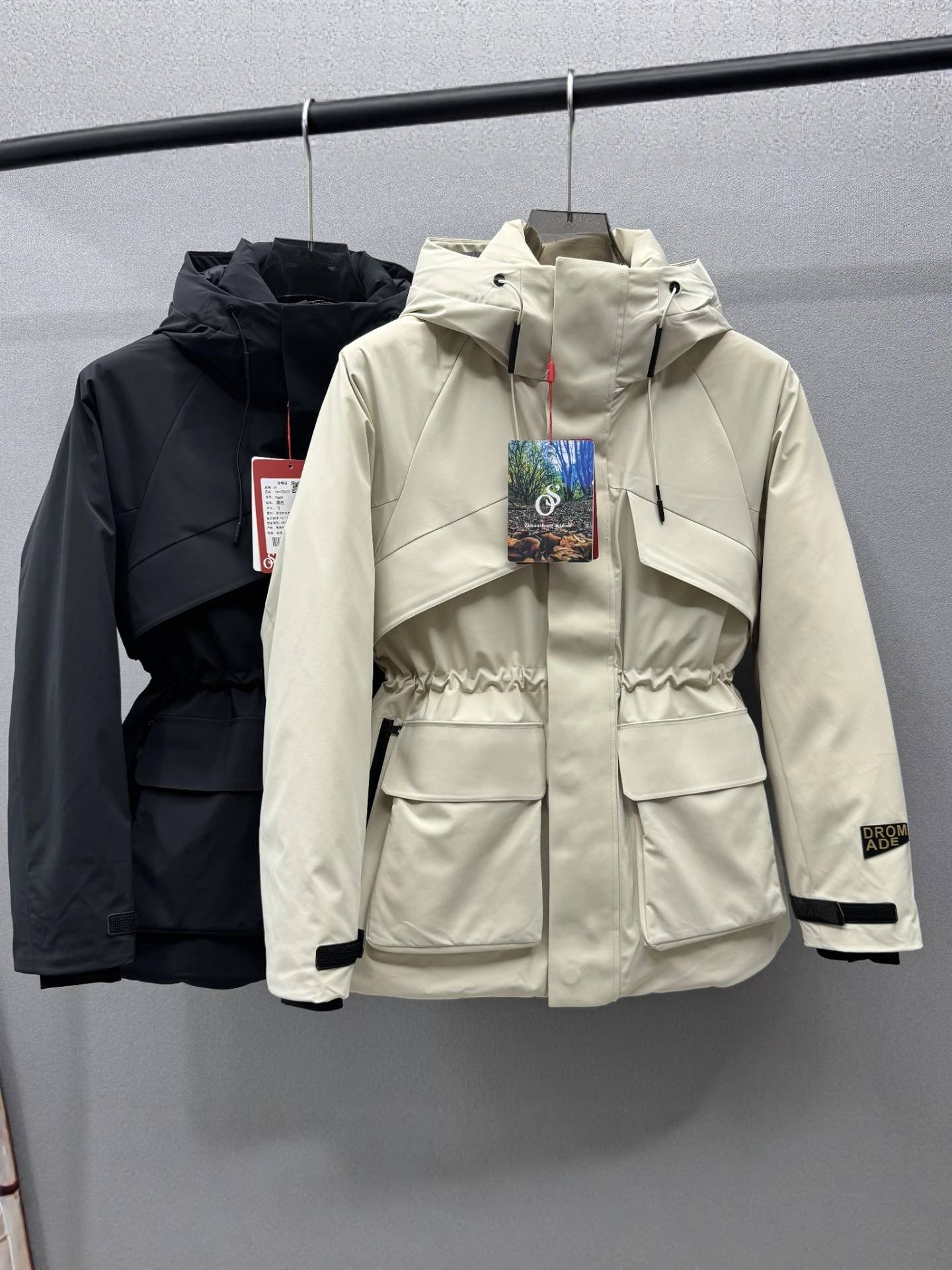 

Women's Outdoor Windproof Waterproof Breathable Fce Lined Warm Soft ell down Jaet Coat Regular Fit Long Sve Zipper