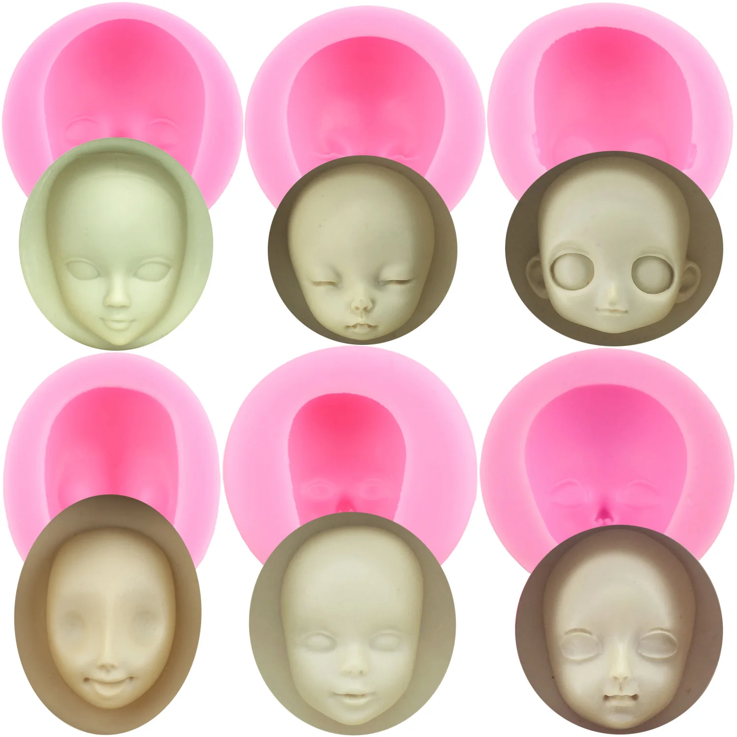 Human Face Silicone Molds Baby Face Fondant Mold DIY Cake Decorating Cupcake Topper Polymer Clay Candy Chocolate Gumpaste Moulds