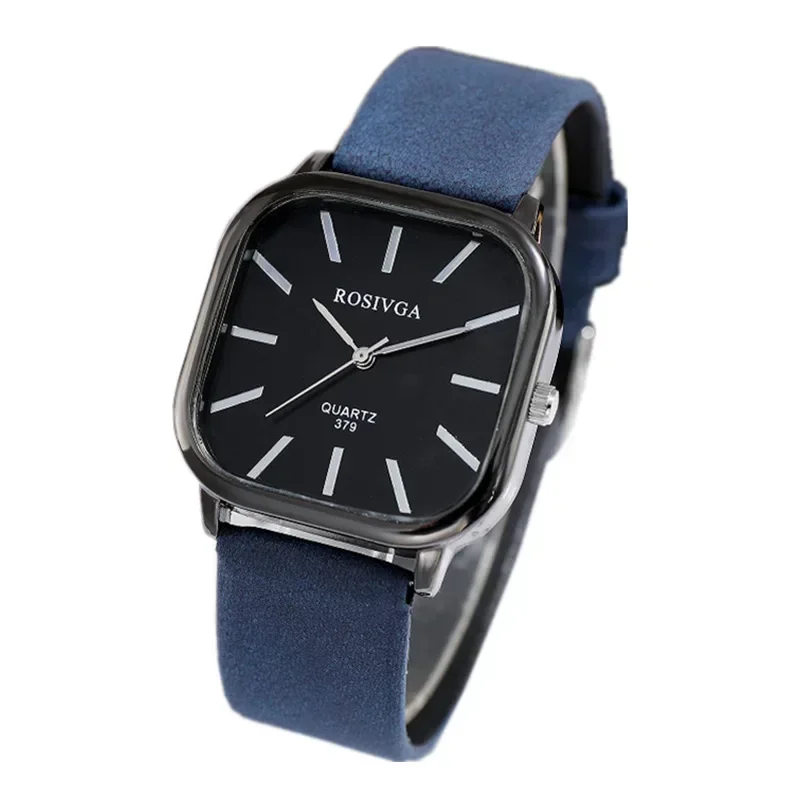 Montre à quartz carrée avec bracelet en cuir pour hommes et femmes, design de cadran, vintage, tenue décontractée, nouvelle mode, cadeau