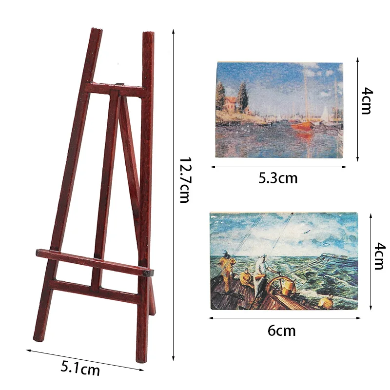 1:12 Dollhouse Miniature Furniture, DIY Studio Scene Accessories, Easel & Palette 3-Piece Set