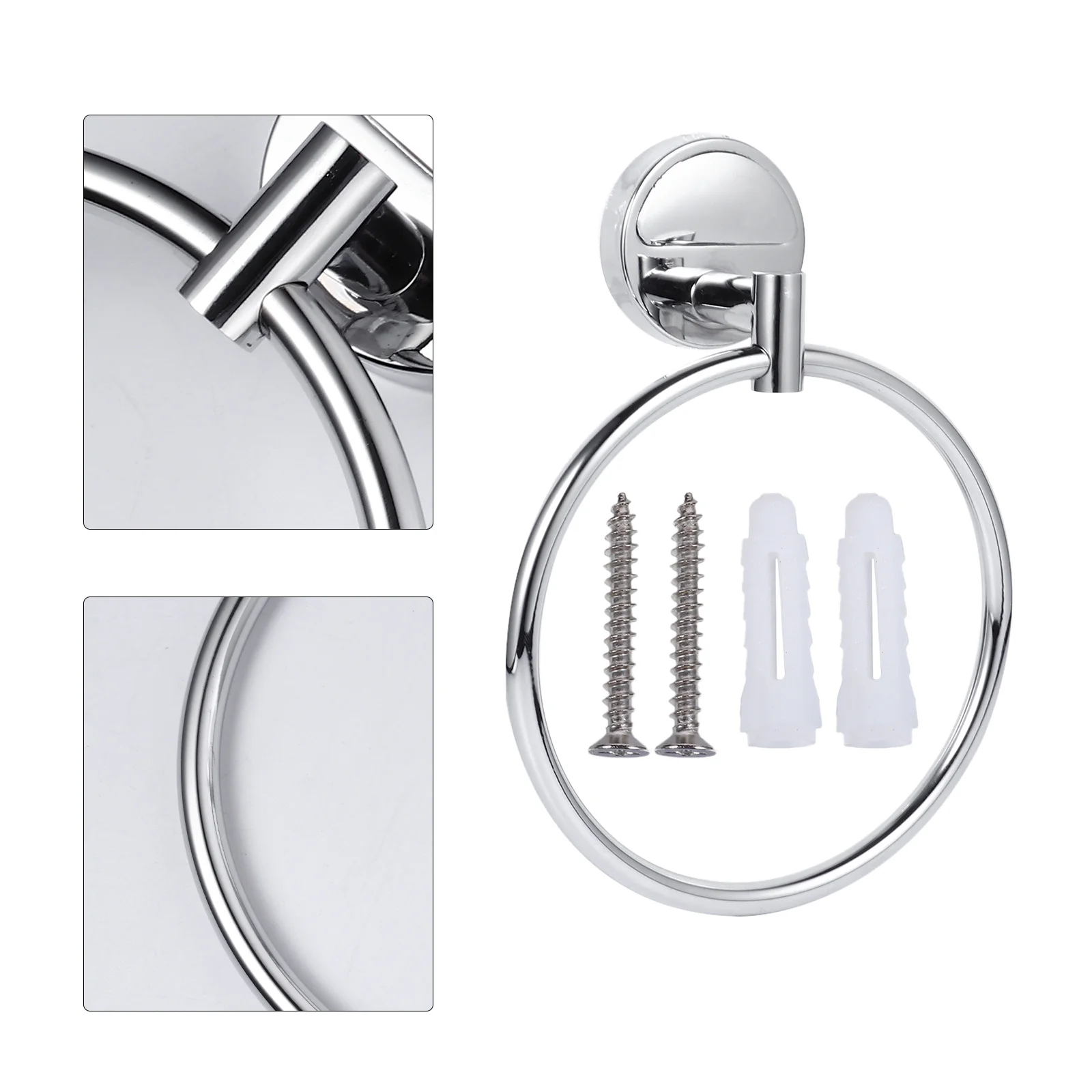

Stainless Steel Bathroom Towel Ring Durable Lightweight Rust Resistant Towel Hook Rack Bathroom Toilet Hotel School
