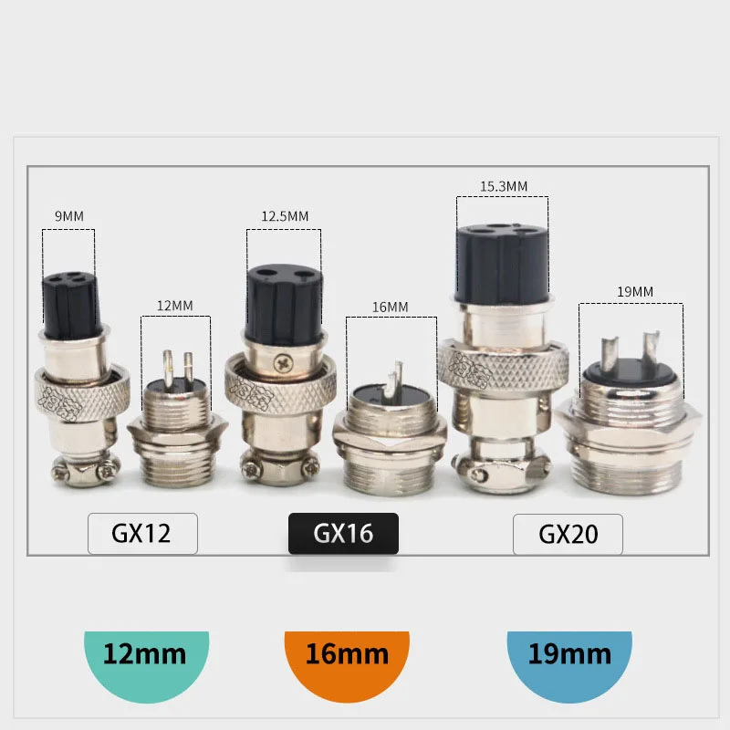 5/Set GX12 GX16 GX20 2 3 4 5 6 7 8 9 10 12 14 15 Pin Male Female Lc Cable Aviator Aviation Circular Connector Plug Socket
