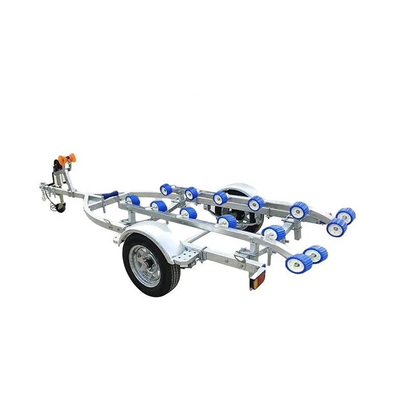 3.8M Foldable Marine Boat Trailer Anti Corrosion Towing Frame For Small Inflatable Vessel Yacht Watercraft