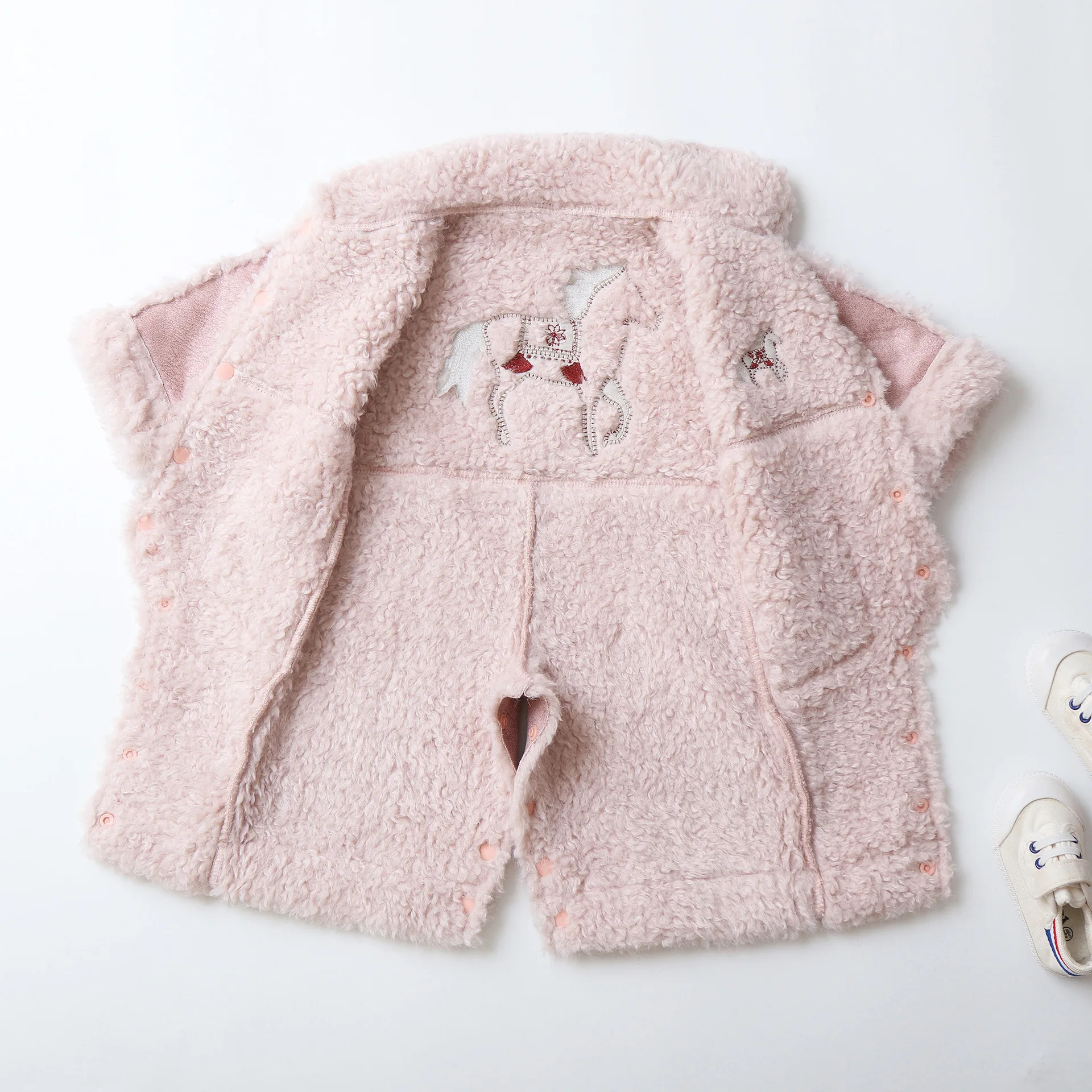 Baby Toddler Shearling Pony Embroidery Jumpsuit Winter Fall Outerwear 2026 New Romper Suit for 6-24 Months