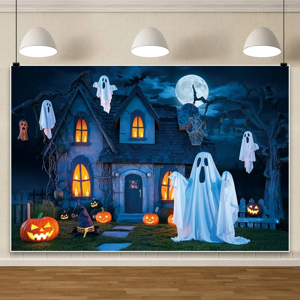 

Halloween Zombie Backdrops Full Moon Night Graveyard Bat Skeleton Photography Background Kids Scary Party Decoration Photo Booth
