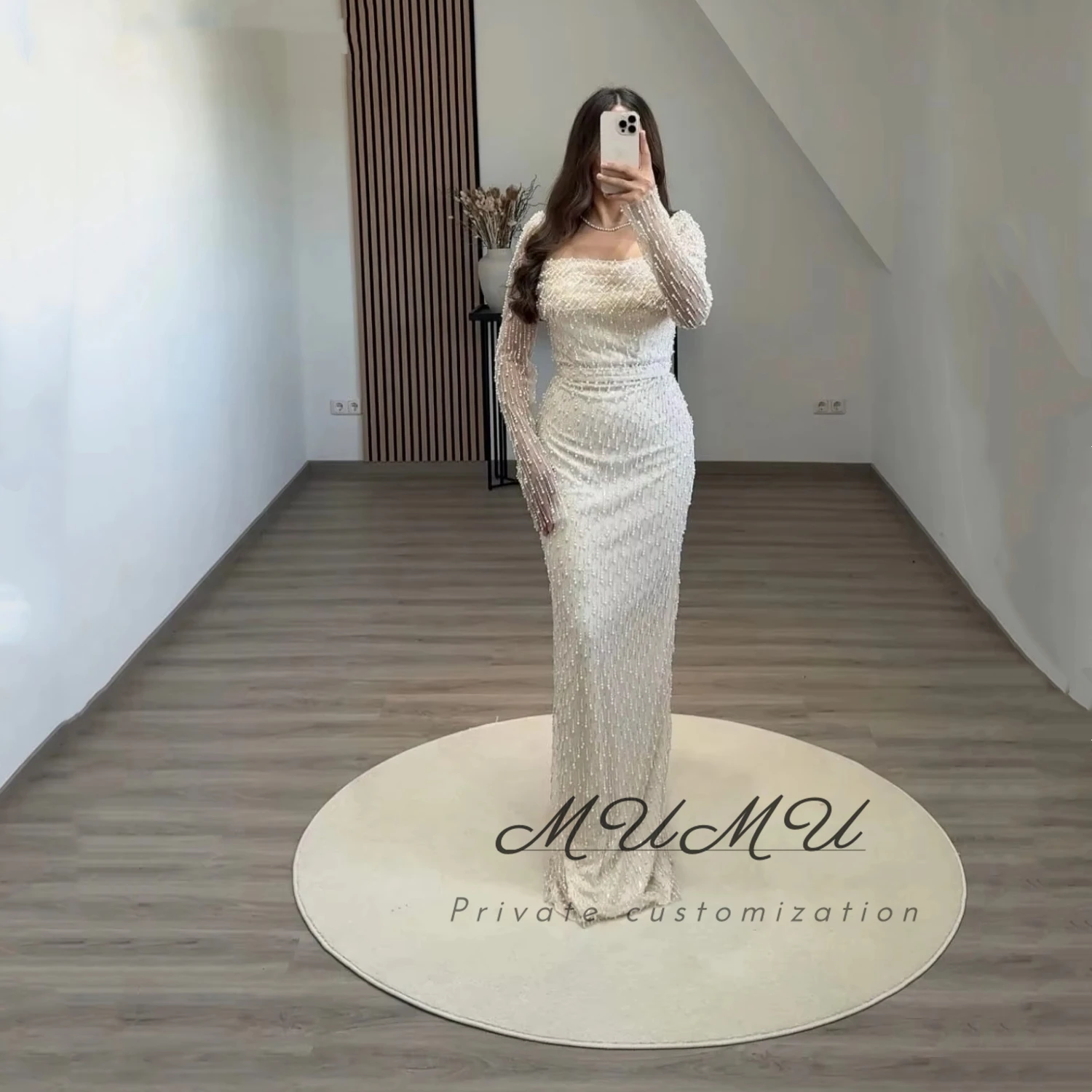 

MuMu Customized فساتين سهرة Elegant Party Dresses for Special Occasions Women's Evening Dress Платье Вечернее White Sequins Prom