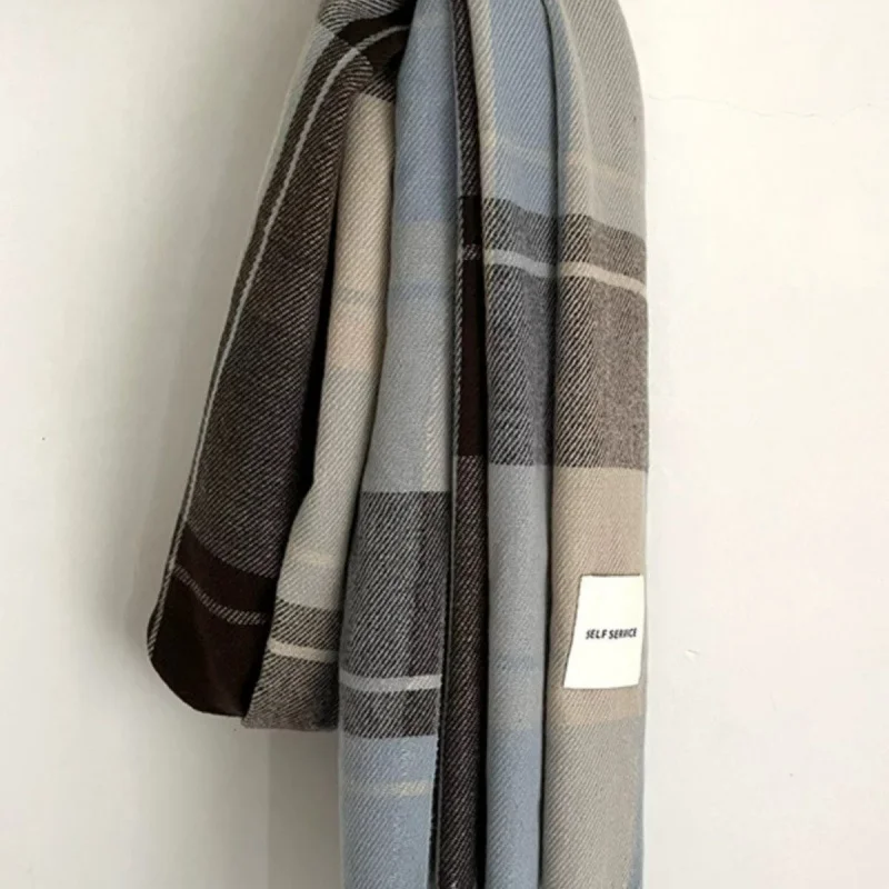 

Winter Plaid Scarf for Men and Women, Unisex Birthday Gift for Boyfriends, Korean Style Universal Trendy Warm Couple Scarf for S