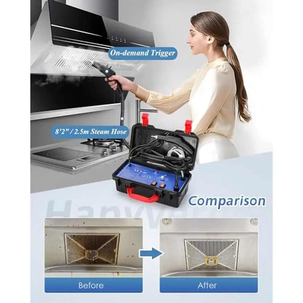 Высокомощный пароочиститель 1700 Вт, портативный пароочиститель для чистки плитки, автомобильный безрезервуарный дизайн, высокотемпературное чистящее средство