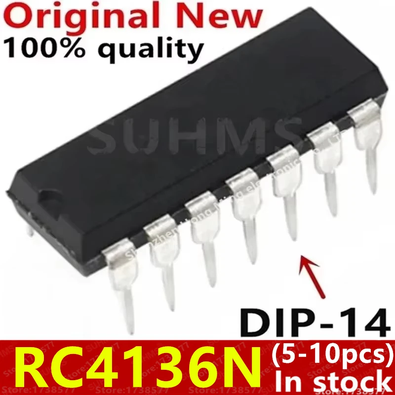 (5-10piece) 100% New RC4136N RC4136 DIP-14