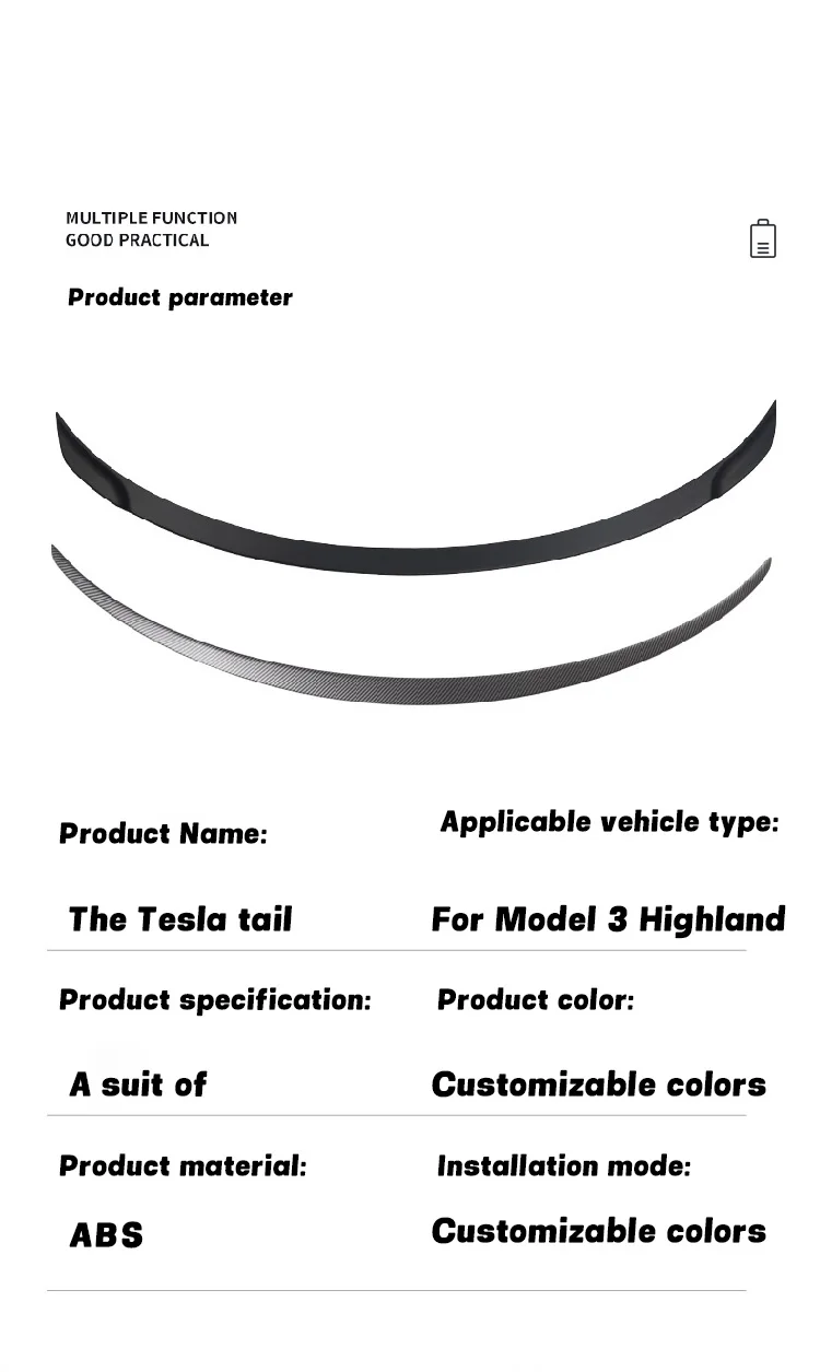 HEENVN Spoiler for Tesla Model 3 Highland 2026-2024 Car ABS Carbon Pattern Trunk Tail Wing Original High-performance Accessories