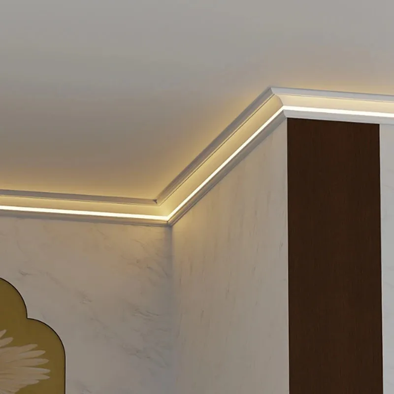 2m Surface Mounted LED Aluminum Profile Top Corner Luminous Line Lamp Gypsum Ceiling Hard Bar Strip Lighting