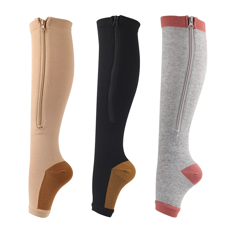 Men Burn Fat Zipper Socks Functional Compression Slim Sleeping Beauty Leg Shapper Socks Prevent Varicose Veins Stockings